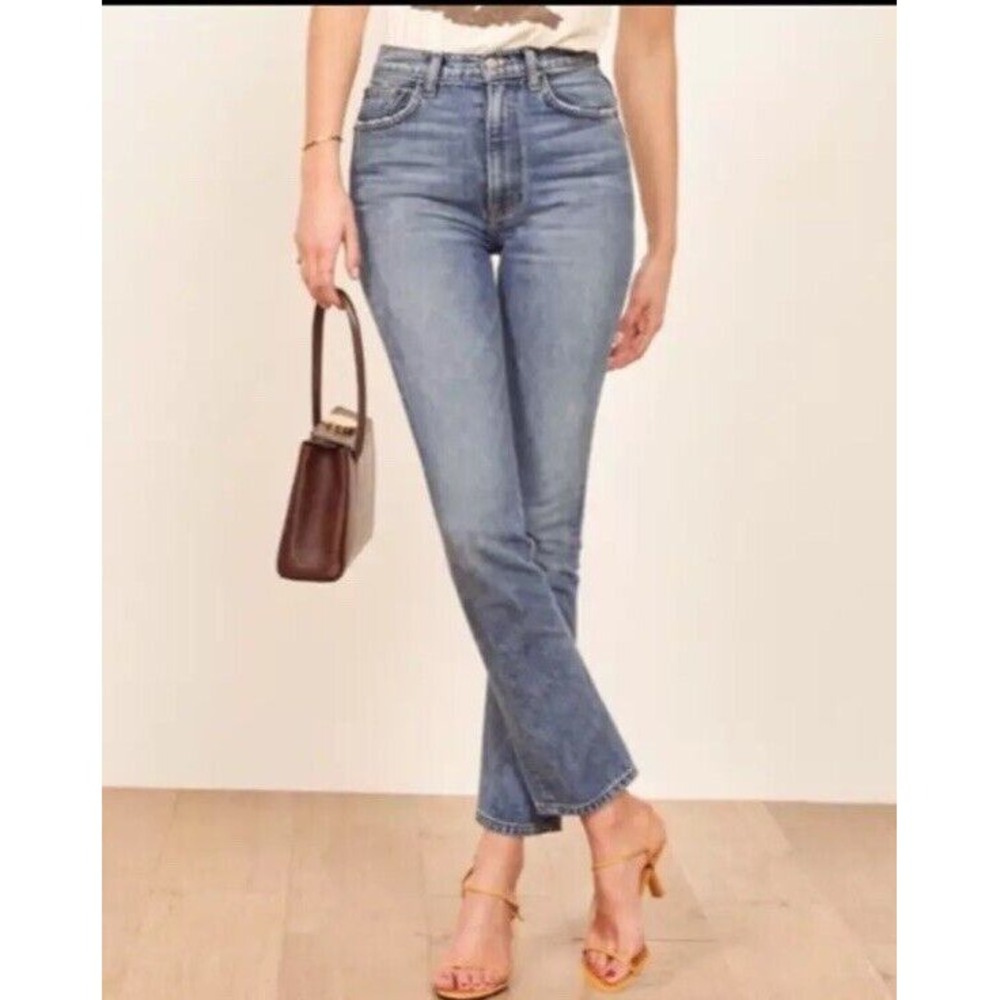 Reformation Stevie Ultra High Rise Jean Women 24 Blue Malta Comfort Stretch